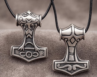 Anhänger Kette Odin Thors Hammer Walhalla Wikinger Nordland  Amulett Mjöllnir Schutzamulett Thorhammer Länge einstellbar