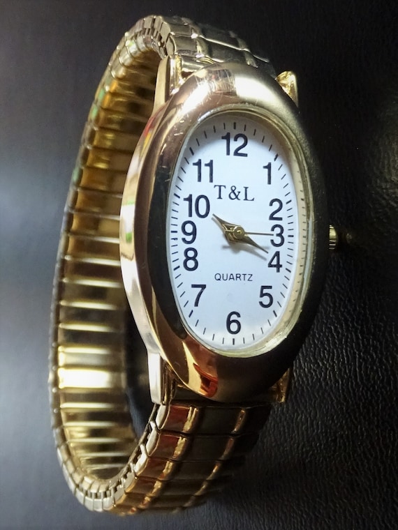 Quarz Uhr Zugband Stretch Armband Edelstahl Batterie