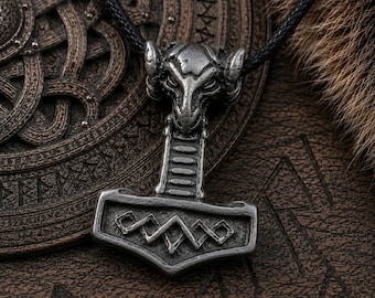 Anhänger Kette Odin Thors Hammer Walhalla Wikinger Nordland  Amulett Mjöllnir Schutzamulett Thorhammer Länge einstellbar