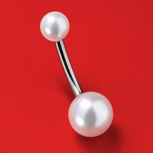 Bauchnabelpiercing Perle Perlmutt Titan Bananenstecker Banane Bananabell Studio Qualität  Bauchpiercing  Deutsche Piercing Manufaktur