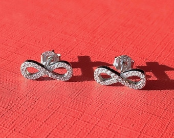 Trabajo de platería real 1 par de aretes pendientes de plata real 925 infinito infinito infinito NUEVO 1 par = 2 piezas