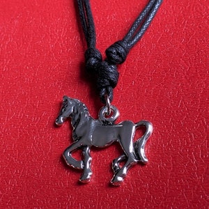 Anhänger mit Kette Pferde Pferd Kette Western Pony Reit Sport Edelstahl Glücksbringer Schutz Amulett Unisex Kinder Damen Herren Bild 2