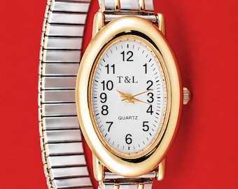 Quartz watch with stretch strap, stainless steel battery, bicolor stretch strap, women's/girls'/unisex flexible strap, tested & new wristwatch