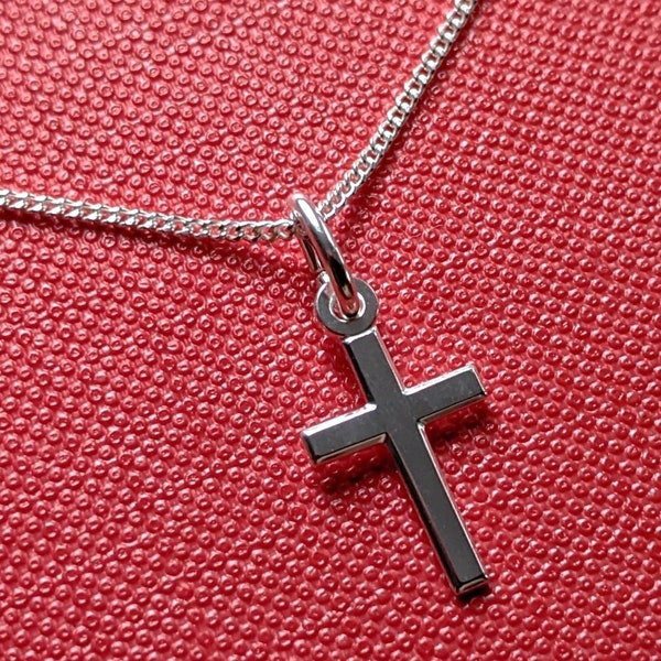 Kleiner Kreuz Anhänger mit Kette alles aus Echt Silber 925 Länge wählbar / Kinder Erwachsene Herren Damen Juwelier Qualität Unisex Jesus