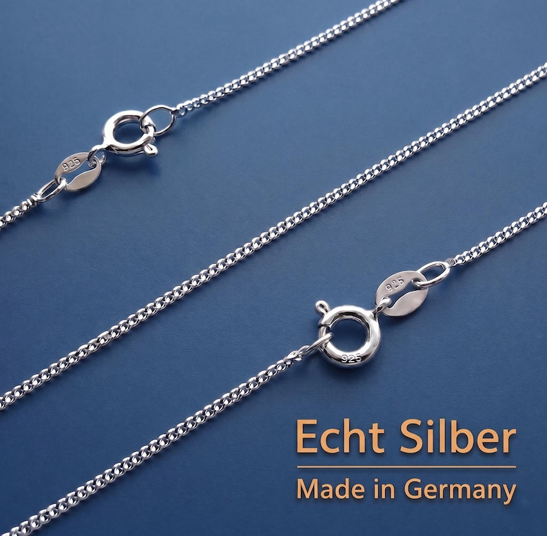 Panzerkette Echt Silber 925 massiv Anhängerkette Juwelier Neuware Gliederkette Made in Germany Silberkette Echtheitsstempel Länge wählbar afbeelding 2