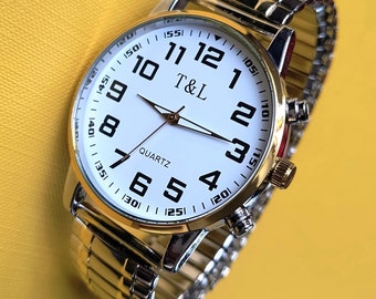 Quarz Uhr Zugband Stretch Armband Edelstahl Batterie Stretcharmband bicolor gold silber Damen Herren Uhr flexibles Armband  geprüft & neu