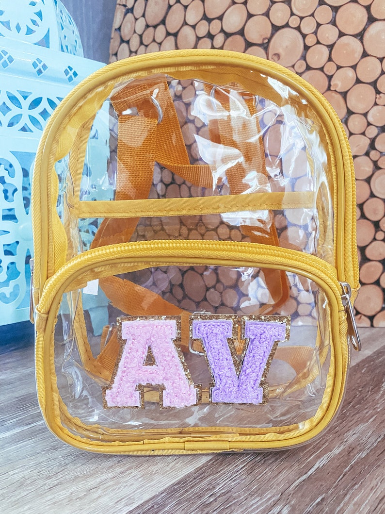 Custom Clear Kids Backpack With Chenille Letters Personalized Kids