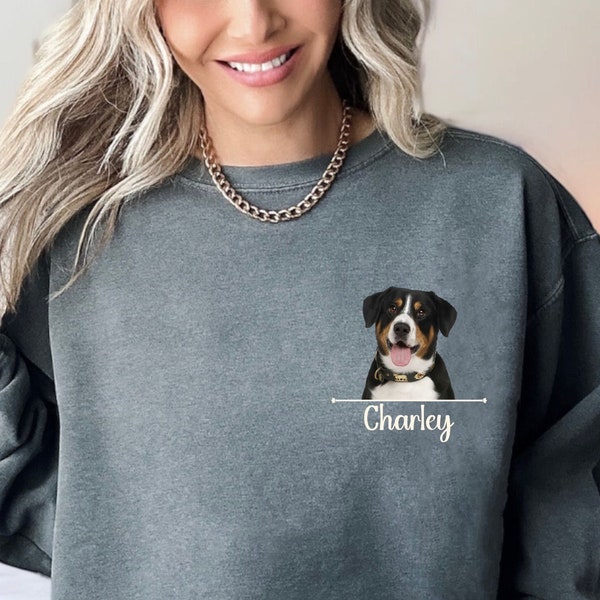 Comfort Colors Custom Pet Sweatshirt, Dog Mom Gift, Dog Dad Gift,, Personalized Pet Photo Sweater, Gift For Cat Lover, New Pet Owner Gift