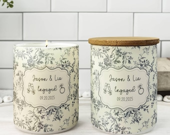 Personalized Engagement Soy Candle, Engagement Announcement, Gift For Newly Engaged Couple