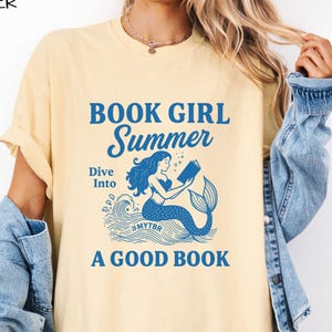 Book Girl Summer Comfort Colors T-shirt, Bookish Summer Tee, Bookworm Gift, Reader Shirt, Summer Book Lover, Booktrovert, Librarian Tee