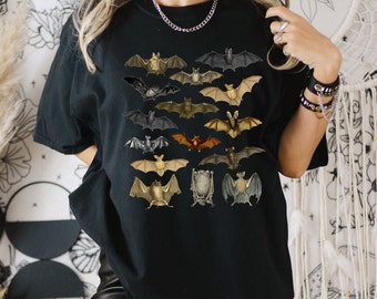 Comfort Colors Bat Halloween Shirt, Goblincore Shirt, Bat Lover, Dark Cottagecore, Vampire Bat, Goth Tshirt, Dark Academia, Spooky Season