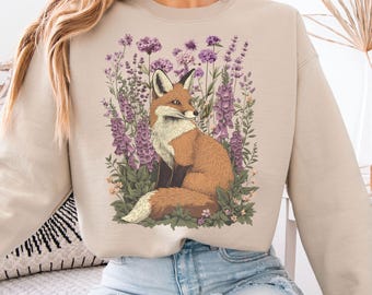 Cottagecore Fox Sweatshirt, Forestcore Apparel, Fox Lover Gift, Forest Animals Shirt, Boho Sweatshirt, Fairycore Clothing