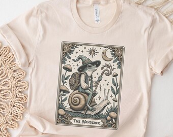 Cottagecore Toad Vintage Style Tarot Card T-Shirt, Goblincore Shirt, Dark Academia Witchy Apparel, Botanical Mushroom Bella Canvas