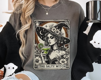 The Salty Witch Comfort Colors® T-shirt, Halloween Shirt, Margarita Witchy Tee, Witch Tarot Shirt, Witchy Vibes