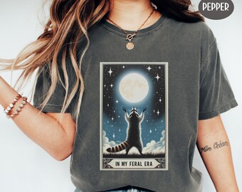 In My Feral Era Shirt Comfort Colors, Funny Racoon T-Shirt, Animal Tarot Card Tee, Trashcore Apparel, Racoon Lover Gift, Trash Panda