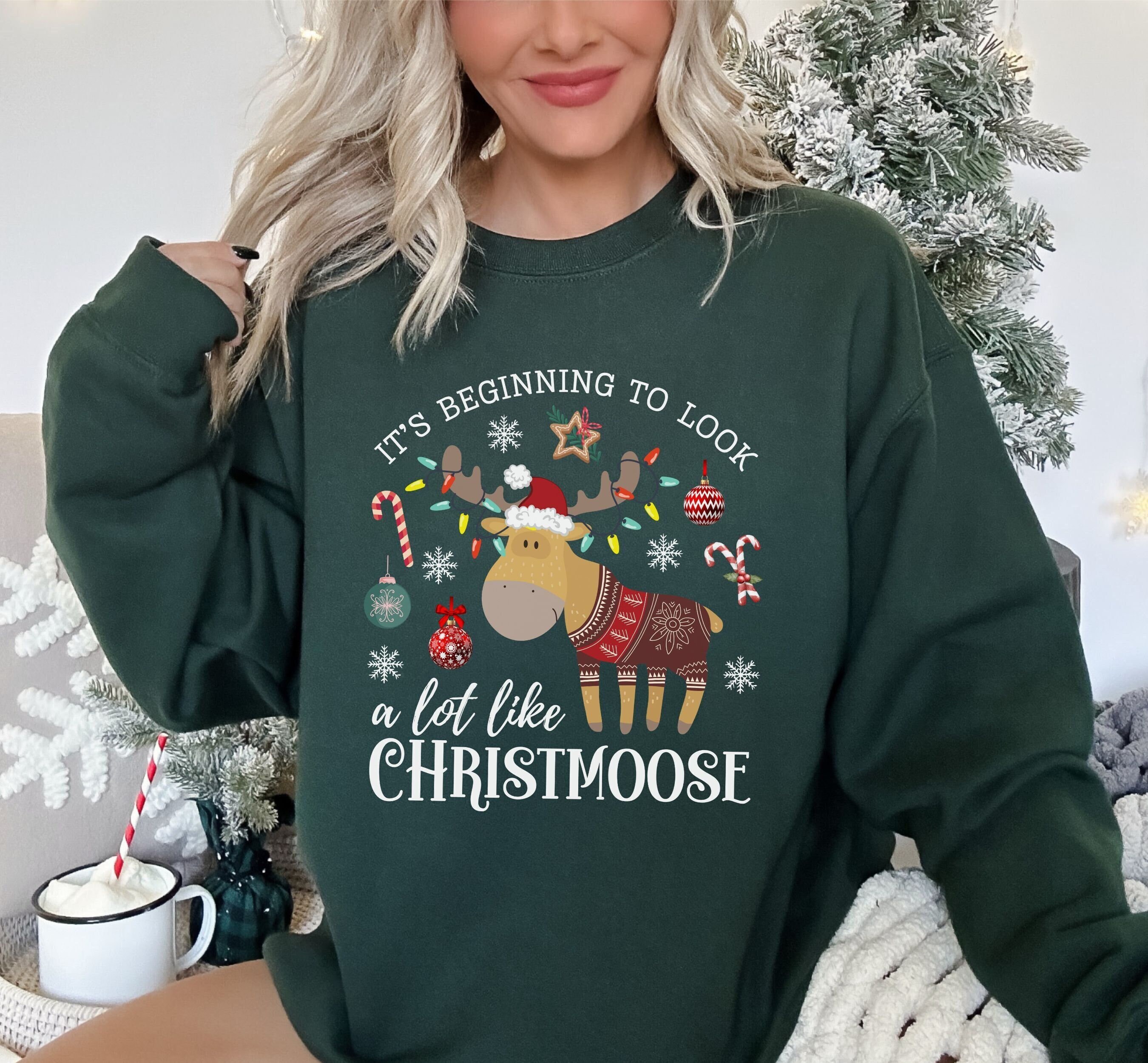Christmas Sweater Moose Etsy