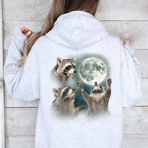 HYKE - HYKE RACCOON SWEATER add Funny Raccoon Hoodie, Racoons Howling at the Moon, Trash