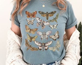 Cottagecore Moth Vintage Style Comfort Colors Shirt, Dark Academia Aesthetic T-Shirt, Bug Tee, Goblincore,  Forestcore, Dark Cottagecore