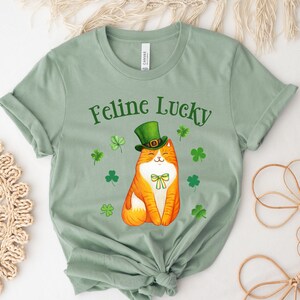 St. Patrick&#39;s Day Shirt, Cute Cat St. Paddy&#39;s Sweatshirt, Lucky Irish Cat Sweater, Saint Patrick&#39;s Day T-Shirt, Shamrock Cat Mom Shirt