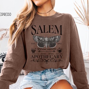 Salem Apothecary Long Sleeve Comfort Colors® Shirt, Halloween Salem Witches Shirt, Witchy Fall T-Shirt image 9
