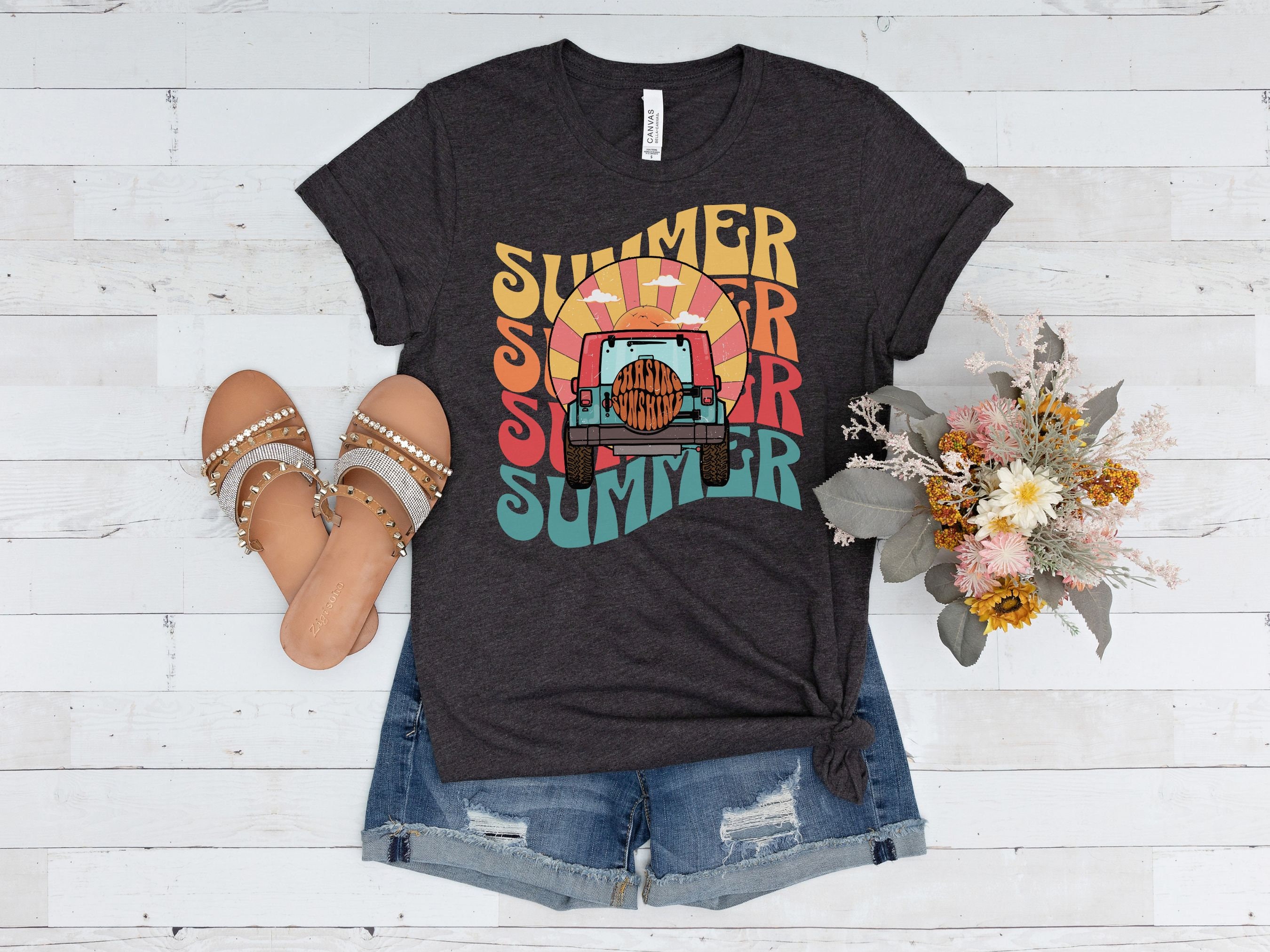 Chasing Sunshine Tshirt Retro Summer Tee Summer Vibes Shirt - Etsy
