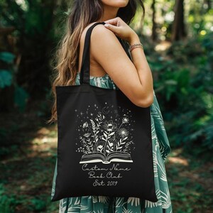 Personalized Book Lover Canvas Tote Bag, Custom Book Bag, Gift For Book Lover, Carry Bag for Reader, Bookish Tote, Wildflowers Shopping Bag, image 2