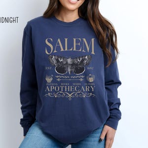Salem Apothecary Long Sleeve Comfort Colors® Shirt, Halloween Salem Witches Shirt, Witchy Fall T-Shirt image 8