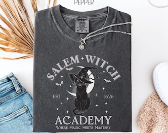 Salem Witch Academy Shirt Comfort Colors, Halloween Witchy T-Shirt, Women's Fall Witch Tshirt, Spooky Season, Salem Massachusetts Trip Shirt