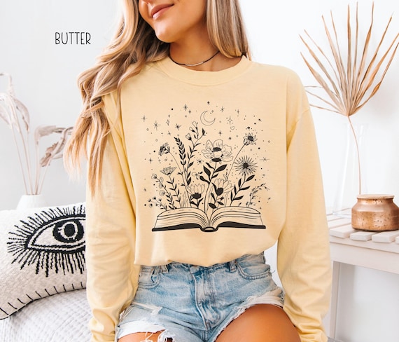 Bookish Comfort Colors Long Sleeve T-Shirt, Booktrovert Gift