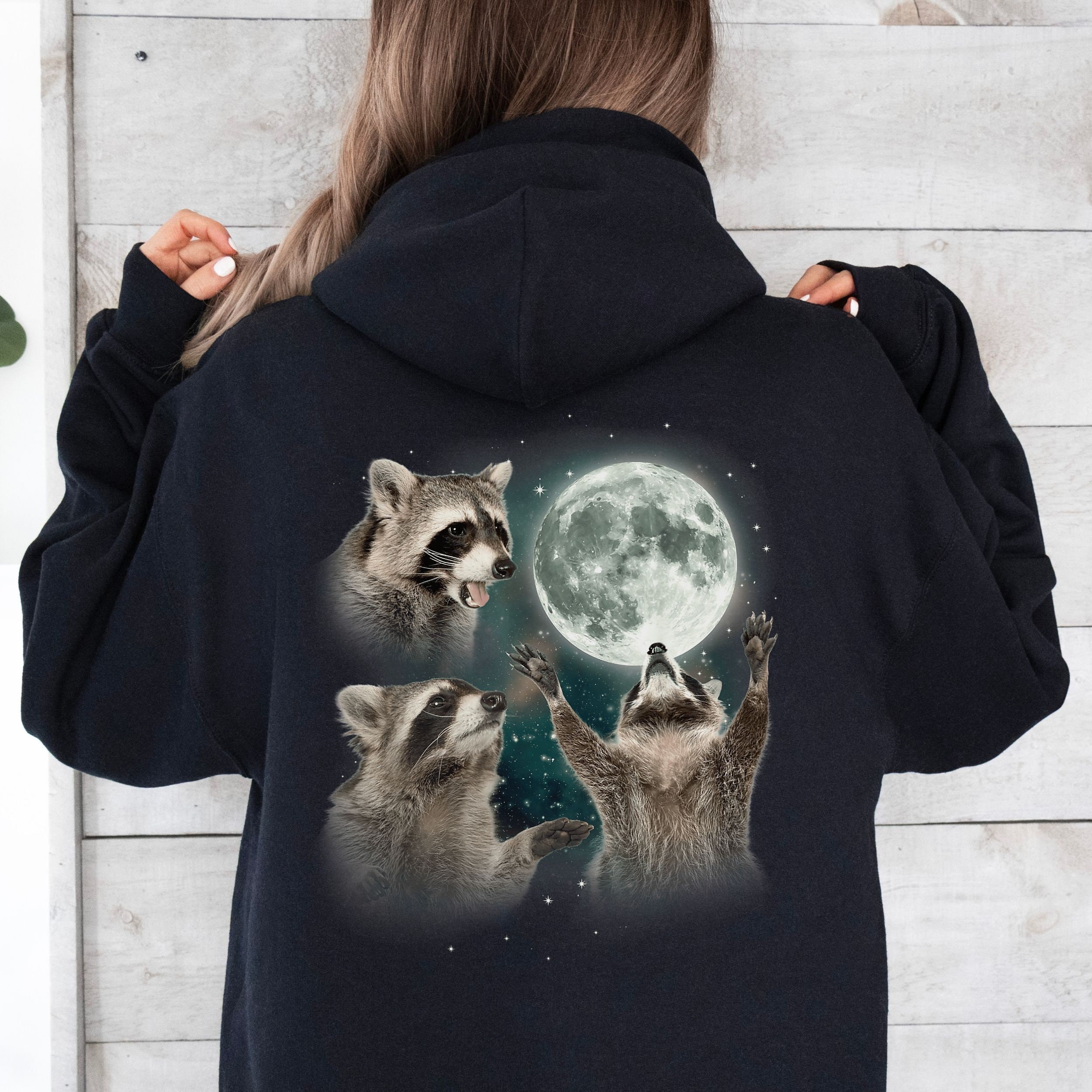 HYKE - HYKE RACCOON SWEATER add Funny Raccoon Hoodie, Racoons Howling at the Moon, Trash
