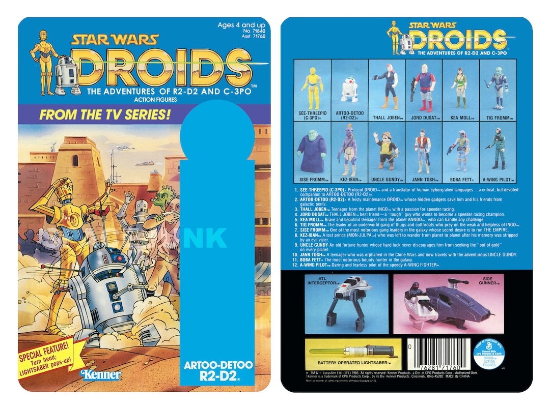 Star Wars DROIDS R2-D2 1985 Repro Cardback - Etsy