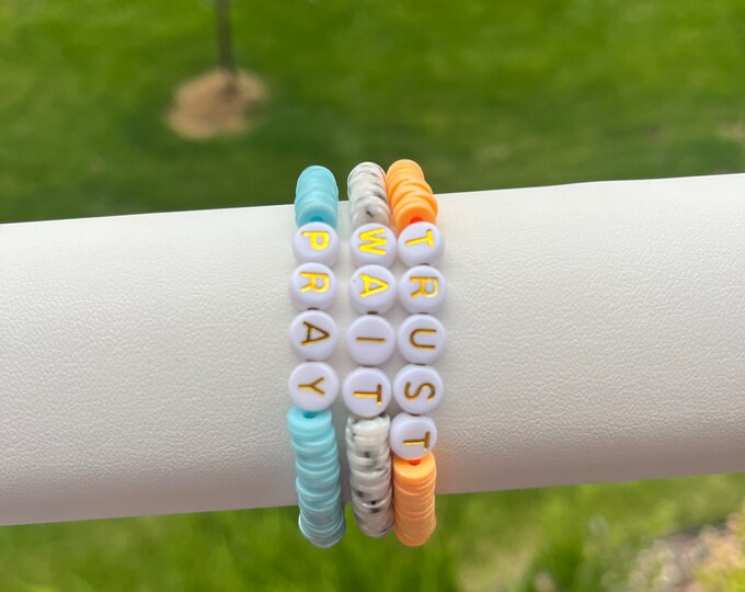 Pray, Wait, Trust Bracelet Set - Set of 3