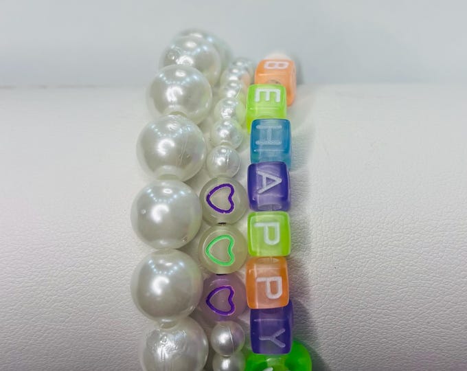 Be Happy Bracelet Set- Set of 3