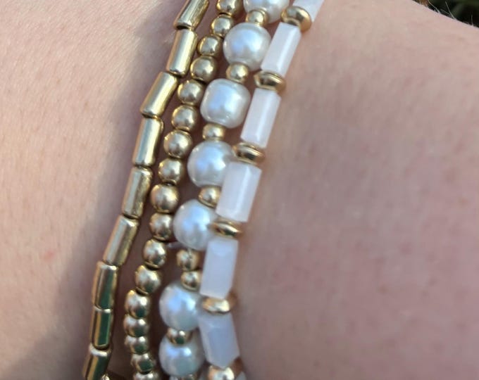 White Gold Sparkle Bracelet Set