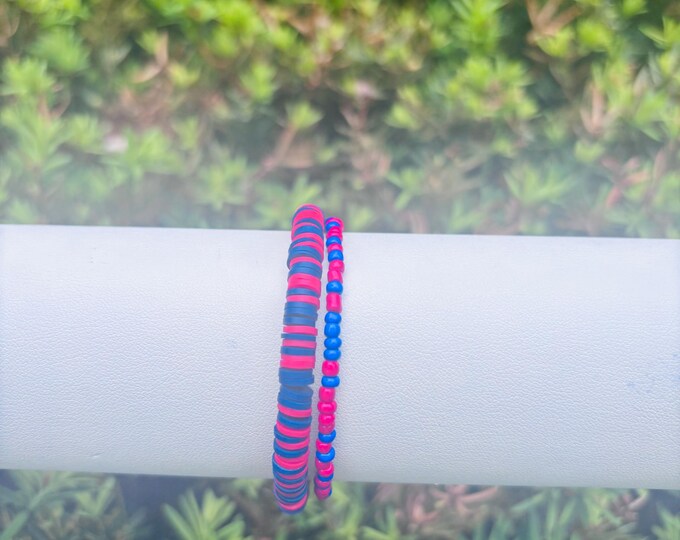 USA Muticolor Heishi and Seed Bead Bracelets- Set of 2