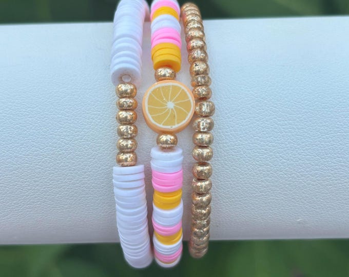 Pink Lemonade Bracelet Set- Set of 3