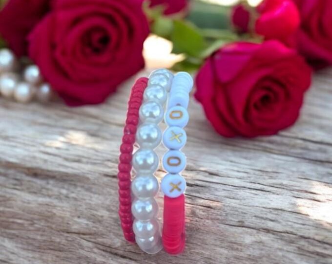 XOXO Red Valentines Bracelets - Set of 3