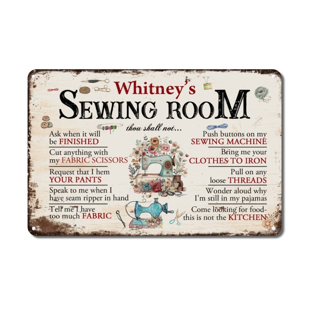 Personalized Sewing Room Rules Metal Signs Personalized Etsy