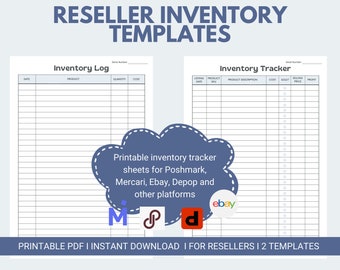Reseller Inventory Log Template - Printable PDF - Profit tracker - Poshmark Ebay Mercari