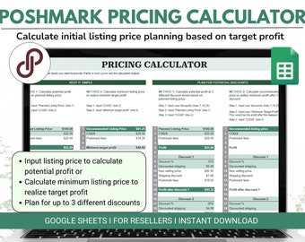 Poshmark Pricing Calculator - Poshmark tools and templates - Reseller template - Reseller spreadsheet