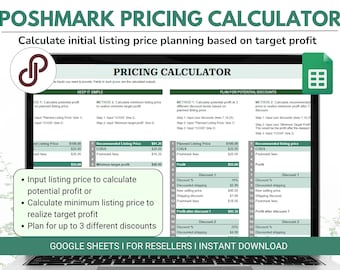Poshmark Pricing Calculator - Poshmark tools and templates - Reseller template - Reseller spreadsheet