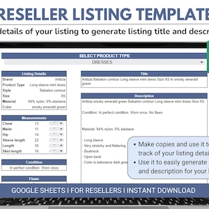 Reseller listing template - Poshmark Listing template - Ebay listing template - for Poshmark, Mercari, Depop, Ebay and other platforms