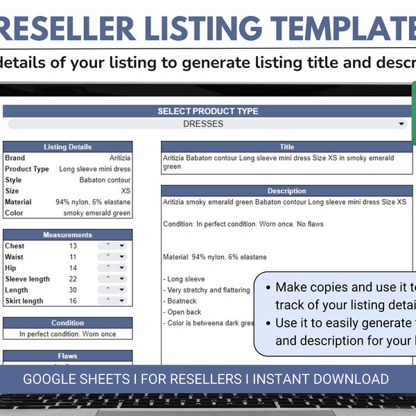 Reseller listing template - Poshmark Listing template - Ebay listing template - for Poshmark, Mercari, Depop, Ebay and other platforms