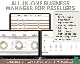 Reseller Spreadsheet | All-in-one Reseller Business Manager Spreadsheet Bundle| Reseller template | Bookkeeping | Reseller inventory
