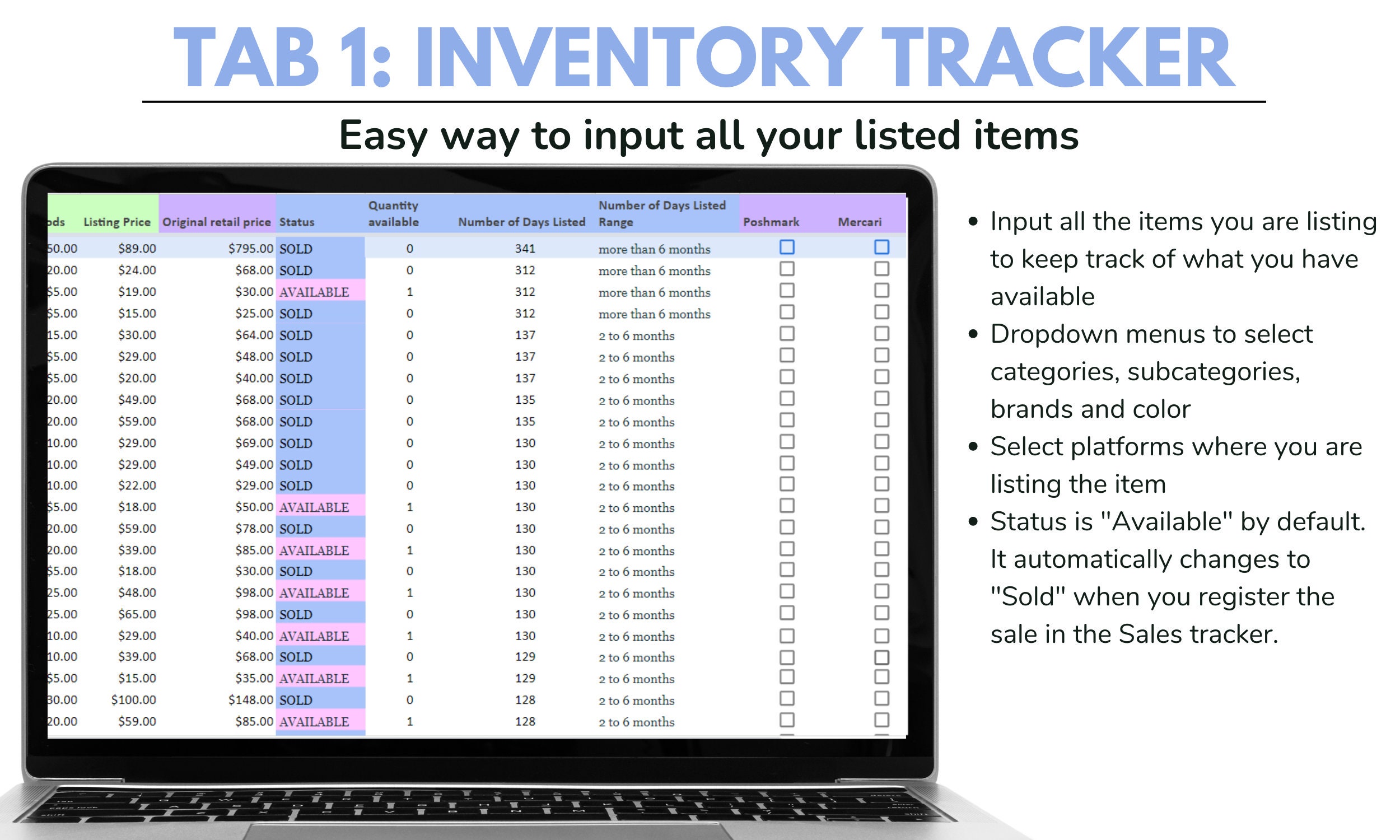 Reseller Inventory and Sales Tracker Reseller Inventory Spreadsheet for