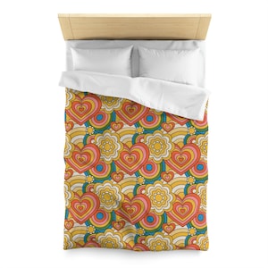 Hippy Trippy Duvet Cover, Vintage Bedding, 70&#39;s Duvet Cover, Groovy room Decor