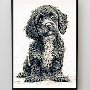 Cockapoo Hund Druck, Cockapoo Digital Download Wandkunst, Digitaldrucke, japanische Tinte Druck Download, digitaler Download, Kunstdrucke Download