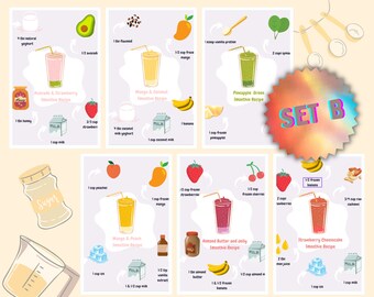 Montessori SIX BUNDLE SET for visual learning - Smoothie Recipe Set B - Visual Cookbook - Digital Download