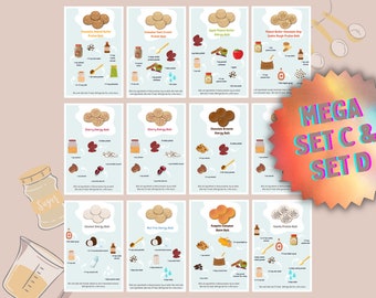 Montessori Mega Twelve BUNDLE SET for visual learning - Protein Energy Balls Recipe SET C & D- Visual Cookbook - Digital Download