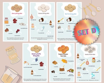 Montessori SIX BUNDLE SET for visual learning - Protein Energy Ball Recipe Set D - Visual Cookbook - Digital Download